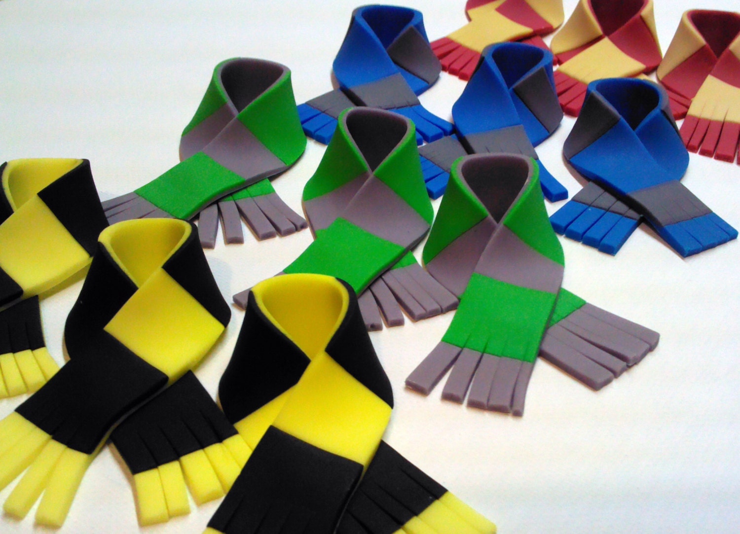 Harry Potter Inspired Scarves, Cupcake or Cookie Topper, Edible Fondant