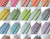 50 Your Choice of Color Paper Straws (76 Designs for choosing) with free printable DIY Toppers