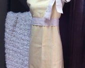 Hostess Apron Ticking Stripe Yellow Tan Farmhouse Chic