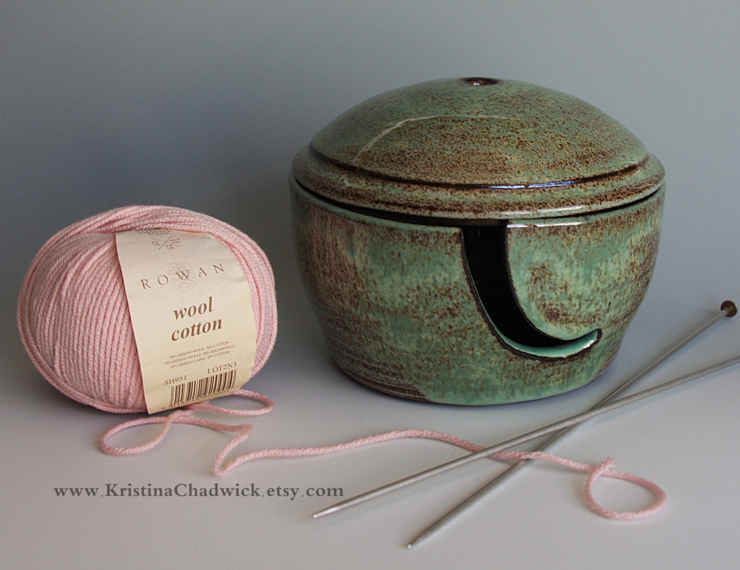 Lidded Yarn Bowl in Blue/Green/Brown - Vogue Knitting LIVE NYC