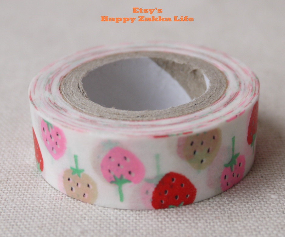 Japanese Washi Masking Tape - Strawberry Fields - 11 yards
