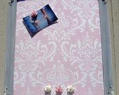 Antique Ornate Frame -Soft Gray- Magnetic Fabric  Board-Wedding Sign- Bedroom-Nursery- Shabby Chic