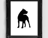American Staffordshire Terrier Silhouette - Hand-cut Mounted on 8x10 Watercolor Paper