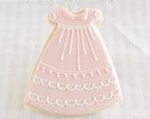 Pink Baby Girl Dress Cookie Favors // 1 doz. // Baby Shower Baptism Christening Antique Vintage Lace