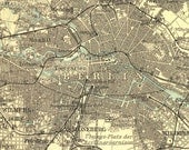 1909 Original Berlin and Environs Antique Map, Germany, Karl Baedeker