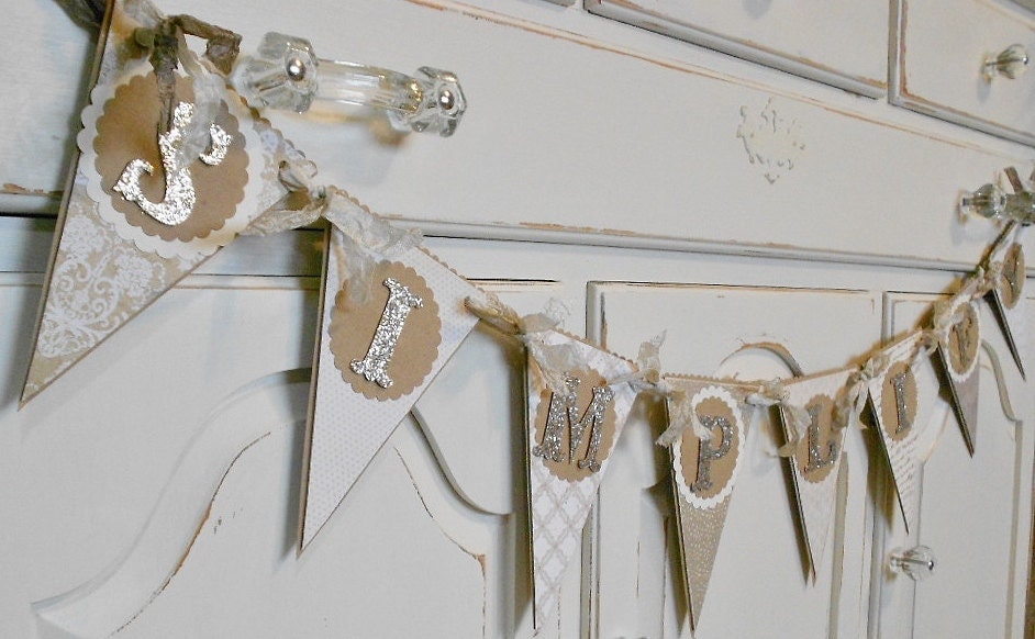 Shabby Chic Neutral Banner "Simplify" Garland  - Home Decor