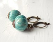 Sea Drift - aqua earrings, ceramic earrings, turquoise earrings, green earrings, lever back earrings, teal earrings, teal jewelry