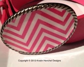 Kristin Henchel womens belt buckle - pink and white zig zag/chevron design