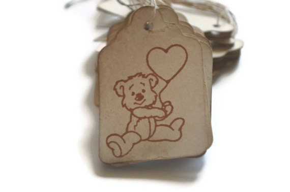 25 mini gift tags . small. rustic. bear love baby shower. coffee stained . gift embellishment . eco friendly . natural