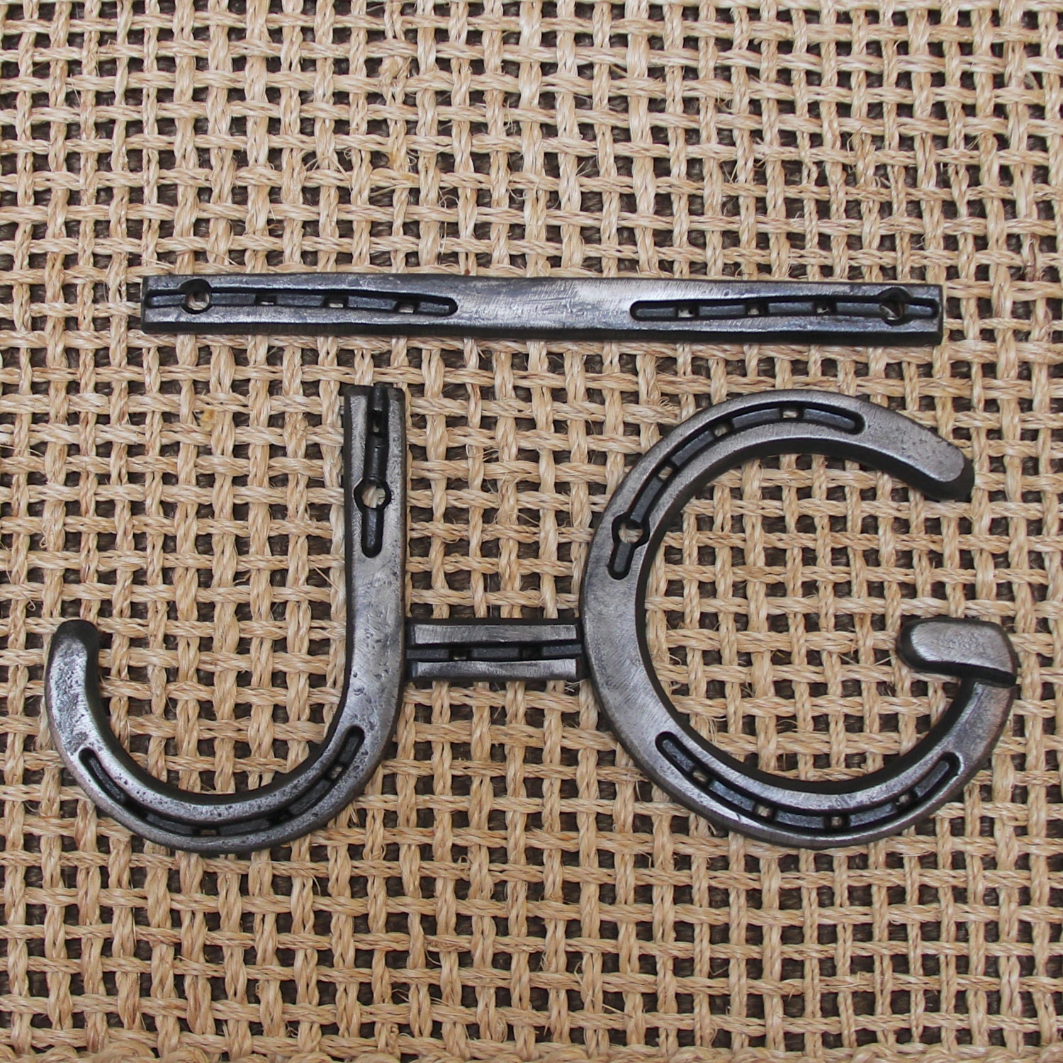 Horseshoe BRAND, horse ranch, farm, barn, cabin, 2 LETTERS forged, initials, GIFT, Made to order