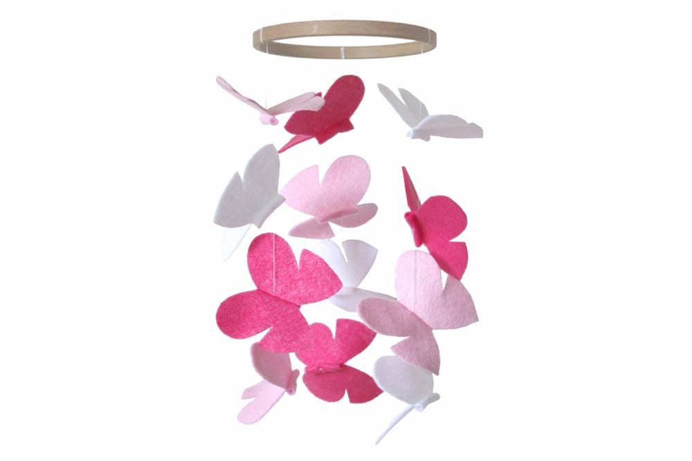 Pink Butterfly Crib Mobile - Baby Crib Mobile - Girl's Nursery