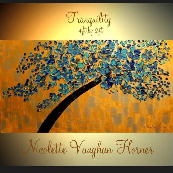 Oil Landscape  Abstract Original Modern 48" palette knife signature floral oil  impasto oil Deep canvas painting by Nicolette Vaughan Horner