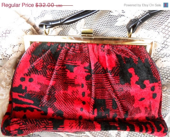 Rockabilly Red Purse Vintage 1960's Handbag Purse Retro Mad Men Mod Clutch