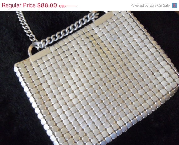 Vintage Whiting & Davis Silvertone Metal Mesh Purse Retro Rockabilly Steam Punk Collectible Clutch Mod Handbag