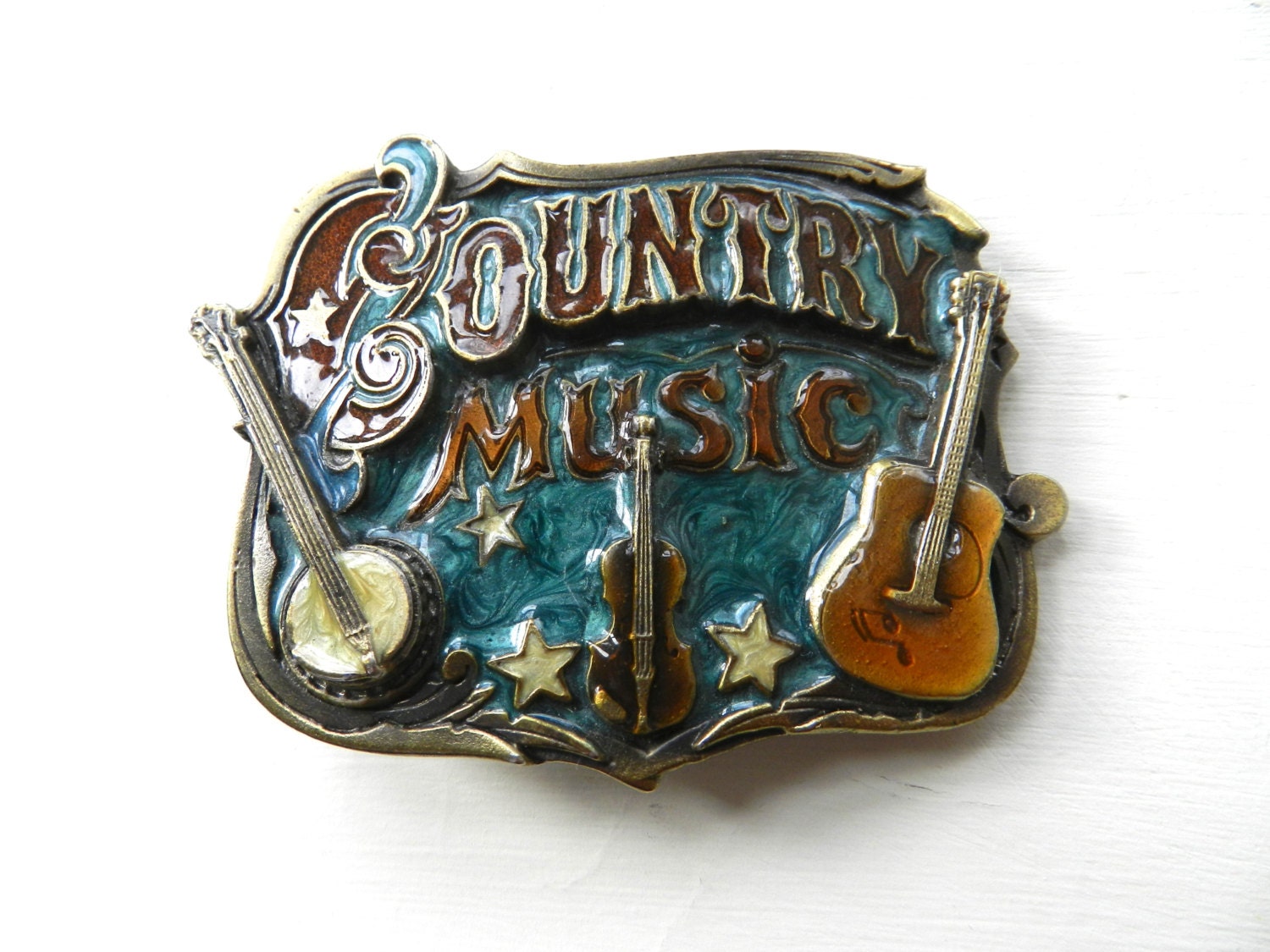 Country Music Belt Buckle - Cowboy Clothing - Musical Cowgirl - Rockabilly Guitar