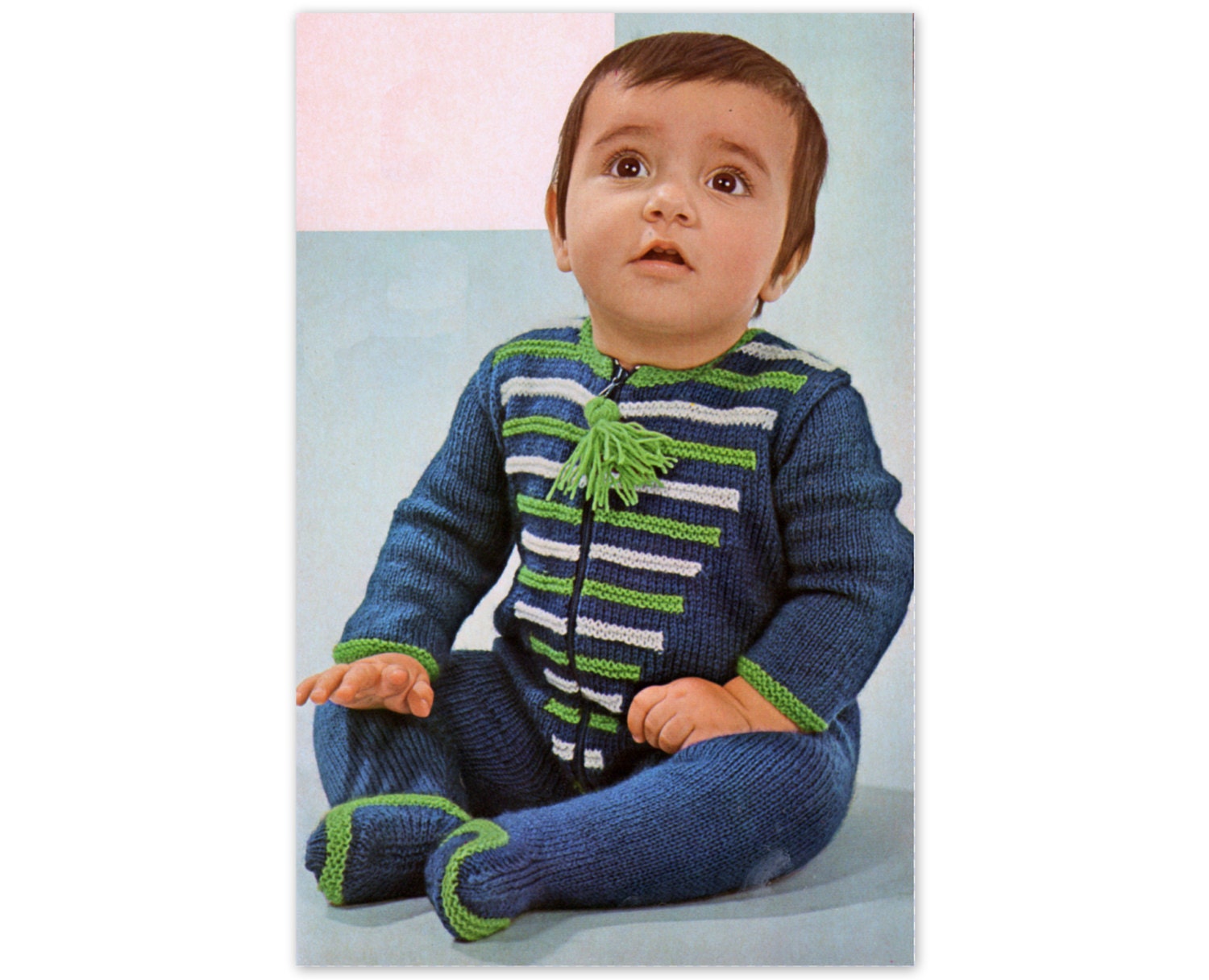 Vintage Baby Clothes Striped Pajamas Knitting Knit Instant Digital Download Pattern