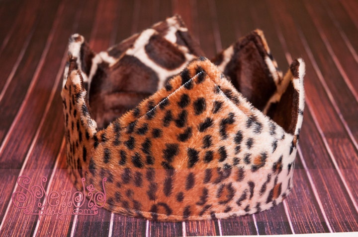 Safari Themed Furry Reversible Fabric Crown