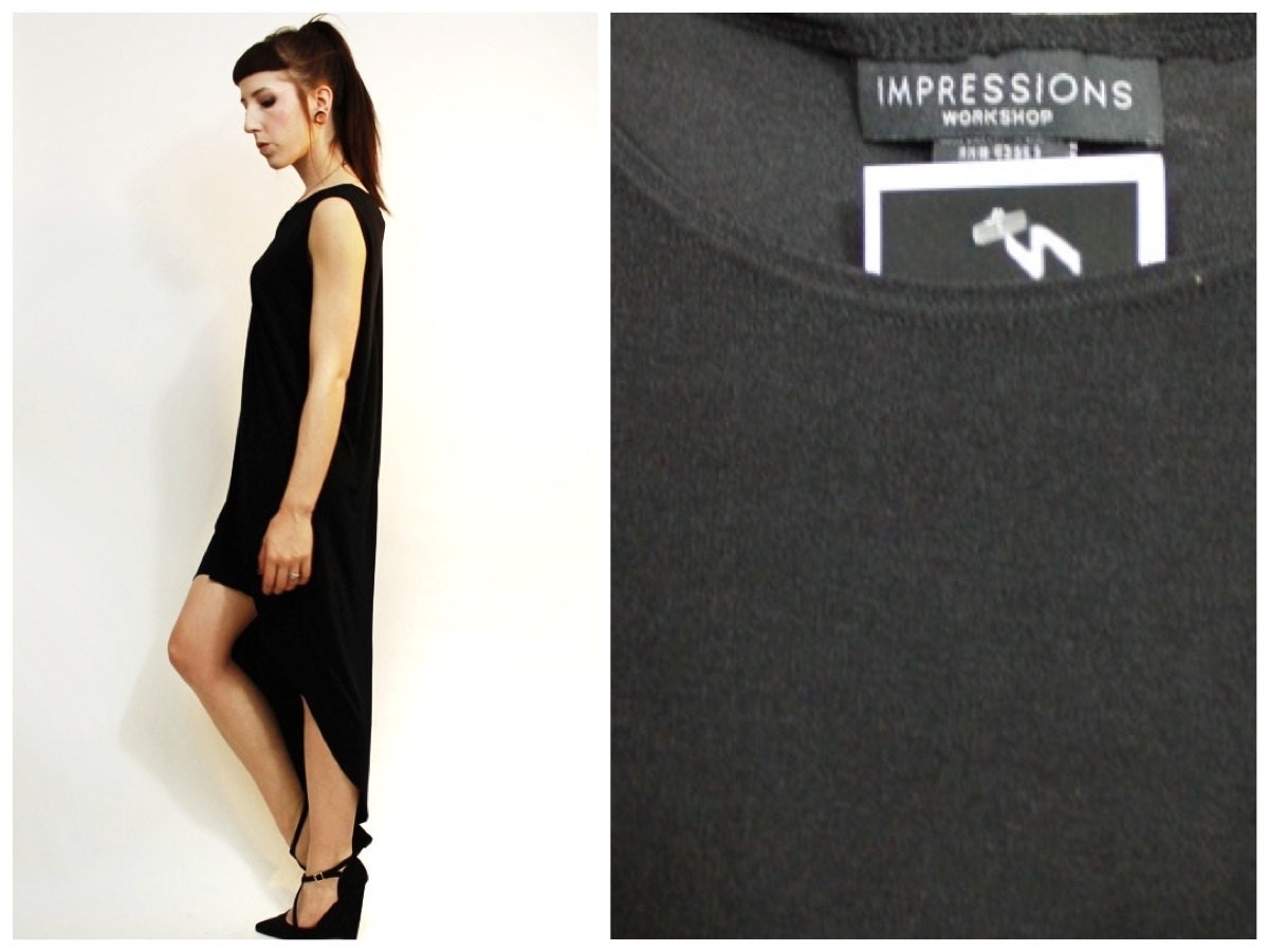 Reconstructed Black Tuxedo Fishtail Maxi Dress O/S