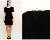 Vintage 80s 90s Burgundy Velvet Mini Dress with Spiked Shoulders SM