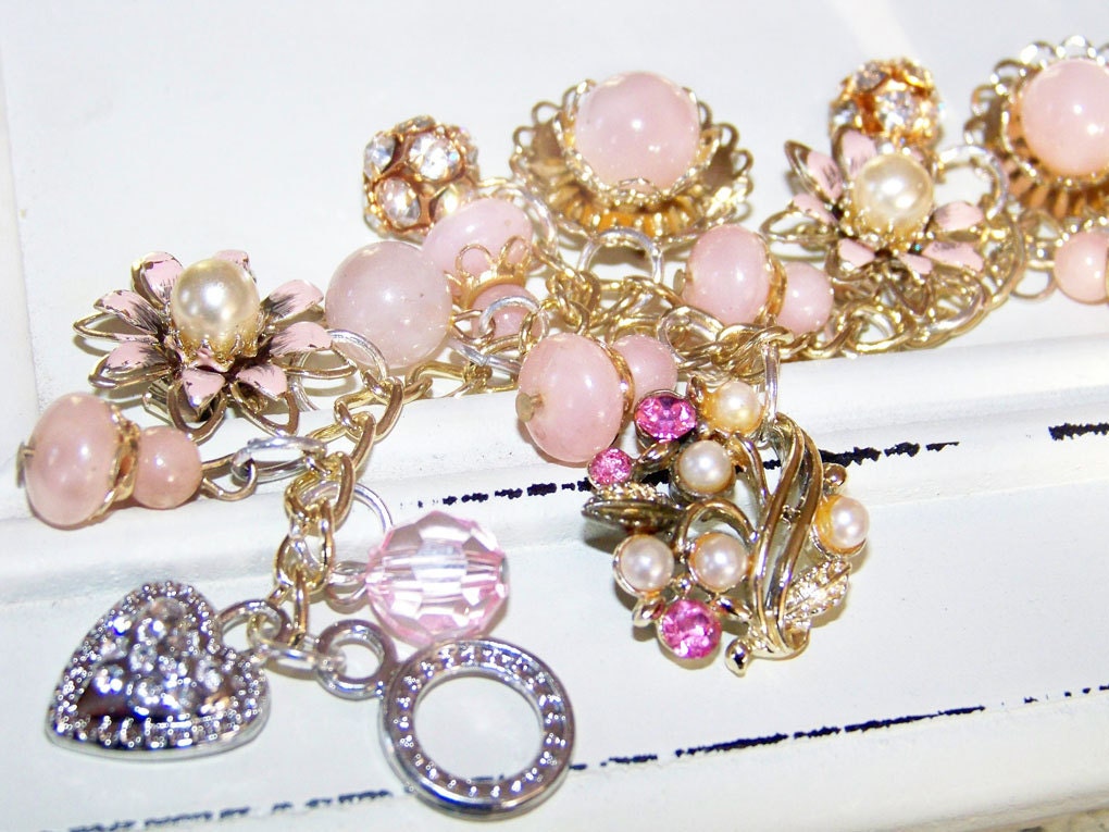 Shabby Chic Pink Charm Bracelet