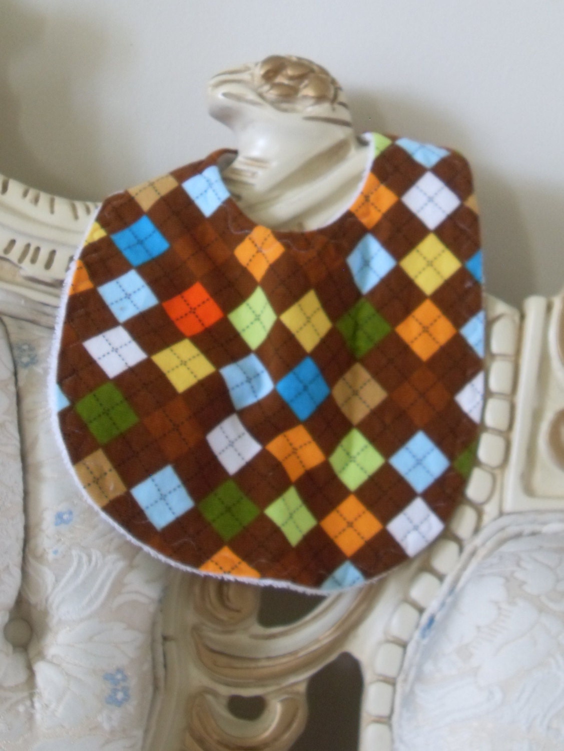 Kaufman 21 Wale Cool Cords Argyle Brown Bib