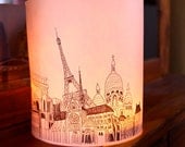 Extra Large Paris Illuminated Paper lantern Originally Hand Drawn - just add candle  (Ivory/Cream)