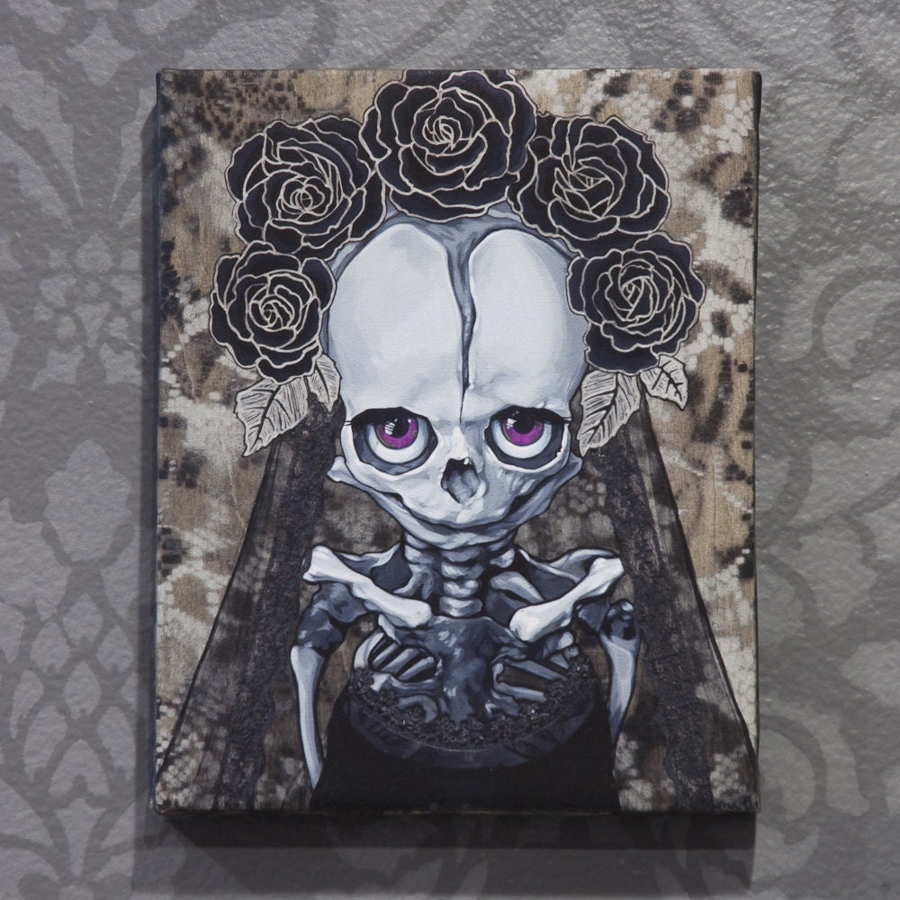 Child Santa Muerte print on gallery wrapped canvas.