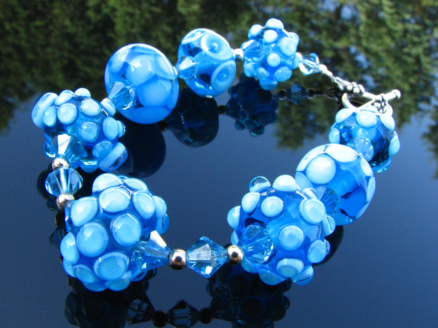Lampwork Bead Bracelet Handmade Glass Handcrafted Wearable Art Jewelry