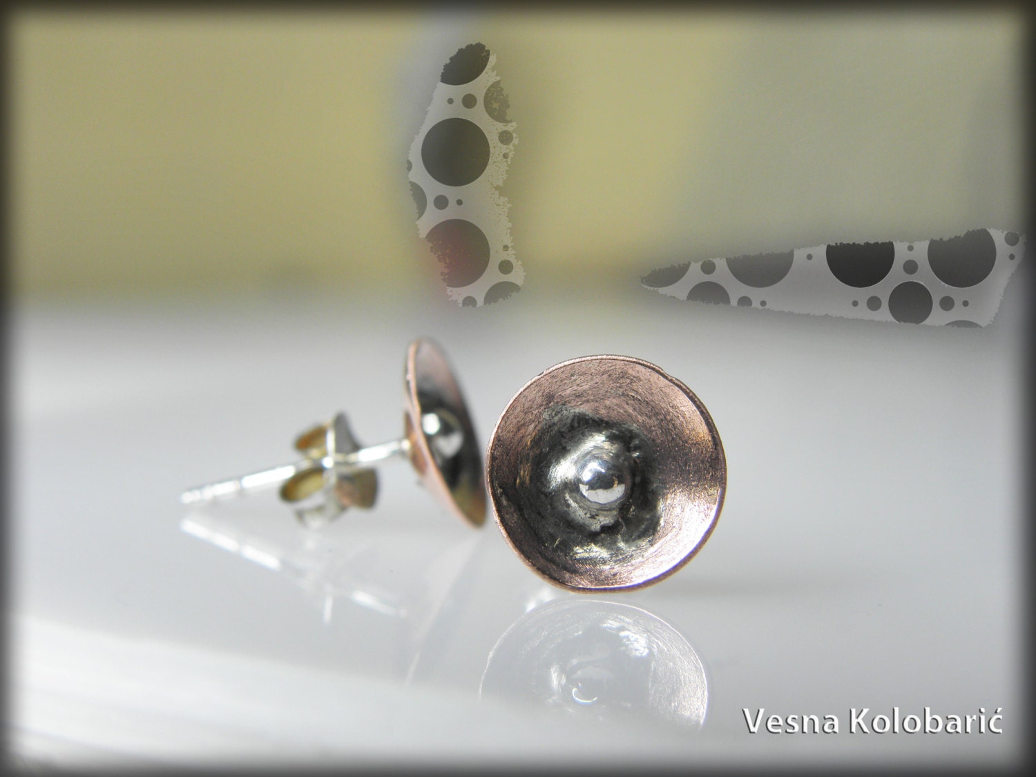 custom made copper silver studs earrings simple jewelry  gift