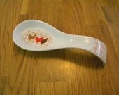 George Good ceramics chicken spoonrest country gingham patterm