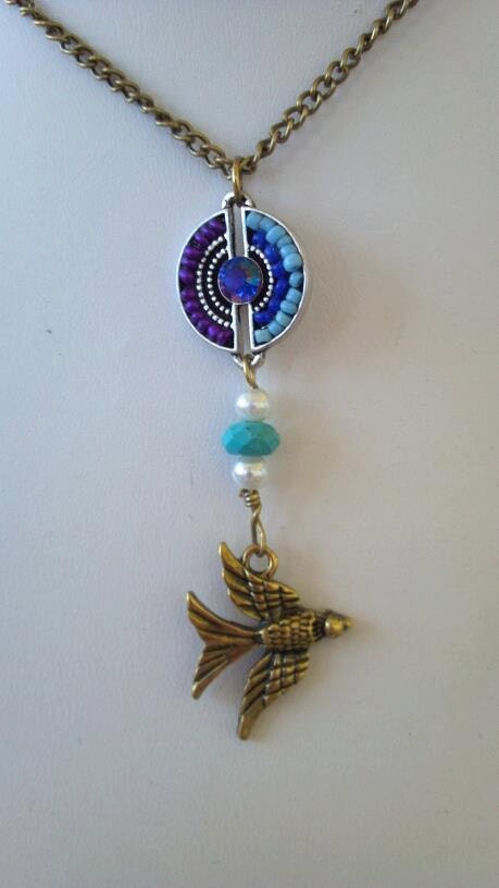 Bead Turquoise Pearl Sparrow Mockingjay Bird Necklace Hunger Games