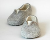 Felted slippers - Grey White Natural Unisex