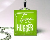 Scrabble Pendant Jewelry Tree Hugger - Eco Friendly - All Natural - Lumberjack Necklace Pendant - (ball chain sold separately)