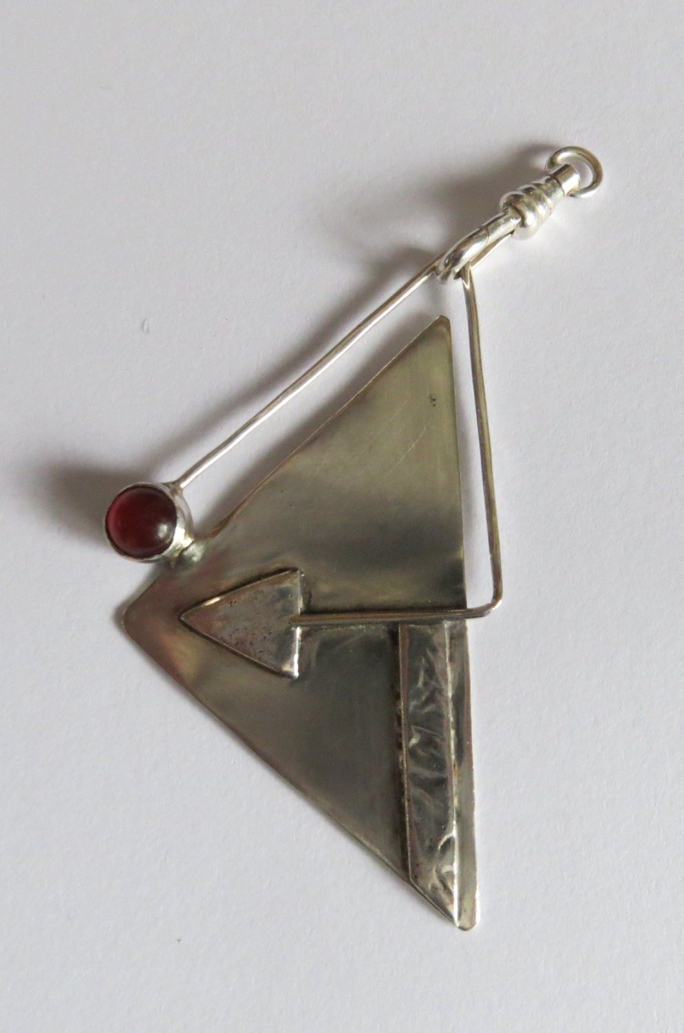 Whichever direction you choose .... I love you ... Geometric,Silver triangle Pendant with a arrow and a carneool gemstone