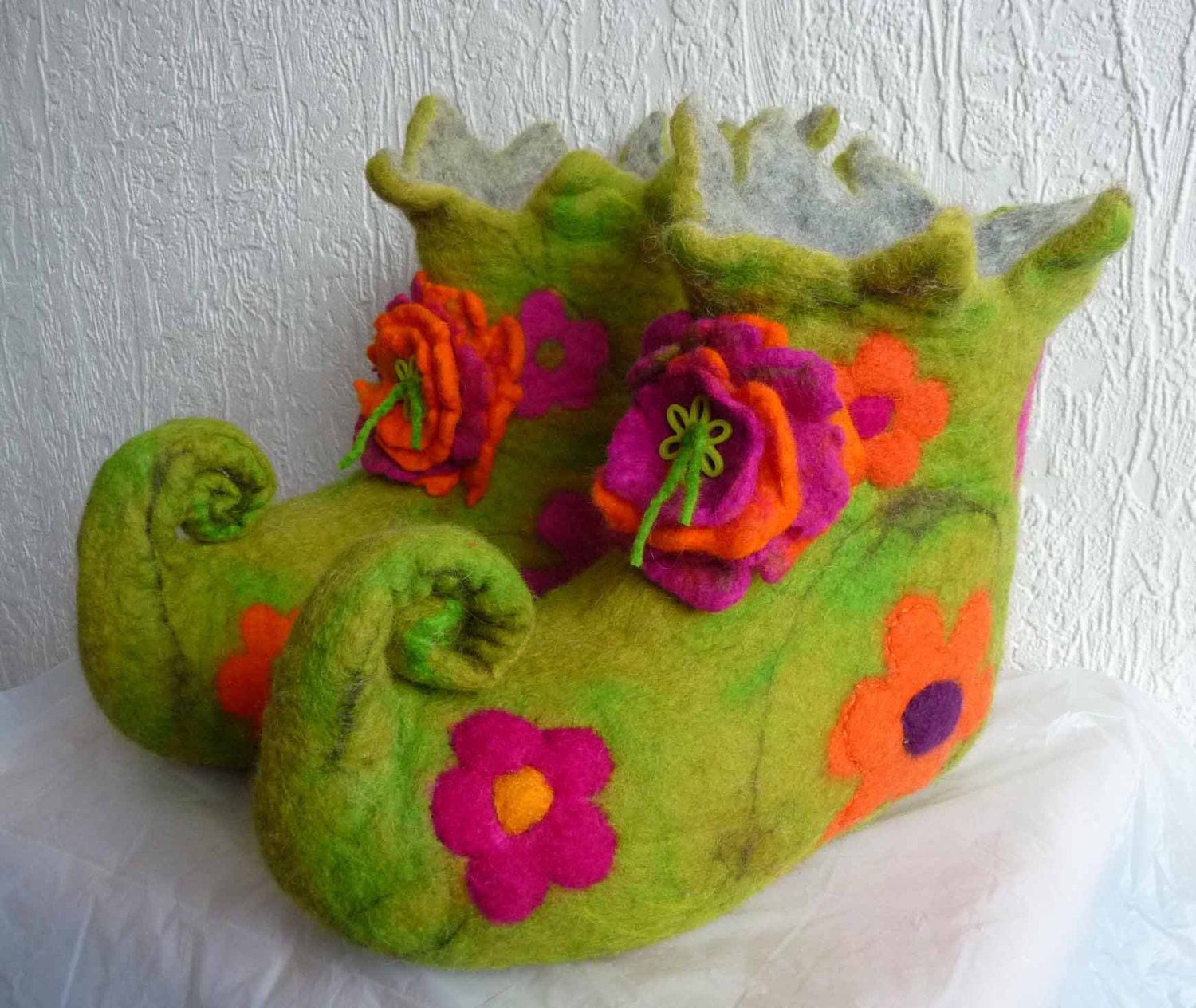 Made to order - Handmade felted wool slippers pixie fairy boots, adult, women,eco friendly, handcrafted