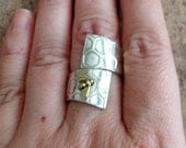 Fine Silver and Gold Beehive Ring