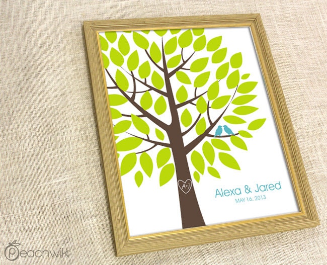 Wedding Guest Book Alternative - The Wishwik Tree - A Peachwik Interactive Art Print - 50 guest sign in