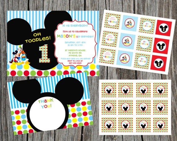 DIY Printable Birthday Party Package. Mickey Mouse Custom Oh Toodles Party Pack including invitation. Il_570xn
