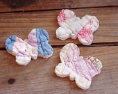 Quilted Butterfly Appliques Shabby Upcyled Vintage Patchwork Cutter Quilt Fabric Embellishments itsyourcountry