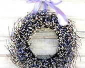 SPRING MOTHERS DAY Wreath-Purple & White Berry Wreath-Summer Door Wreath-Wedding Wreath-Lavender Scented-Custom-Choose Scent and Ribbon