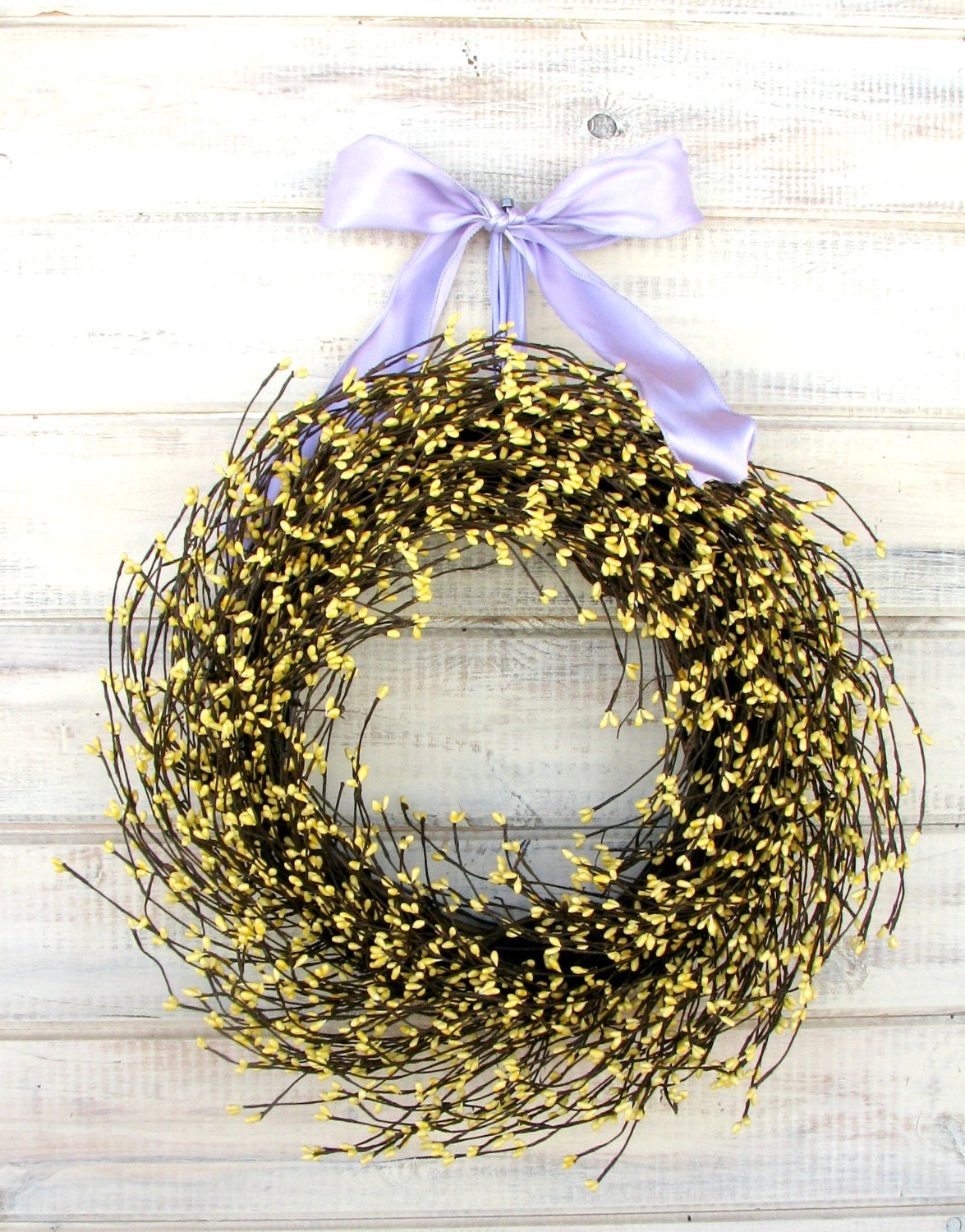 YELLOW SPRING Door Wreath-Scented Wreaths-Spring Home Decor-Summer Wedding Decor-Scented Mango Melon-CUSTOM-Choose Scent and Ribbon