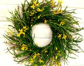 SCENTED SPRING TULIPS-Country Chic Summer Twig Wreath-Spring Door Wreath-.Yellow Spring Wreath-Custom-Choose your Scent