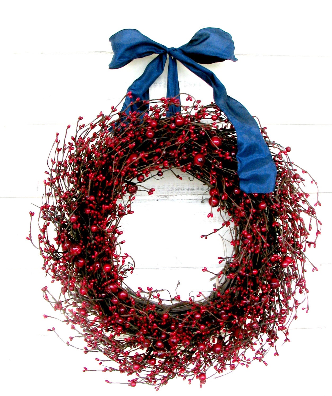 SUMMER RED BERRY Door Wreath-Summer Wreath-4th of July Home Decor-Patriotic Wreath-Custom-Choose Scent and Ribbon