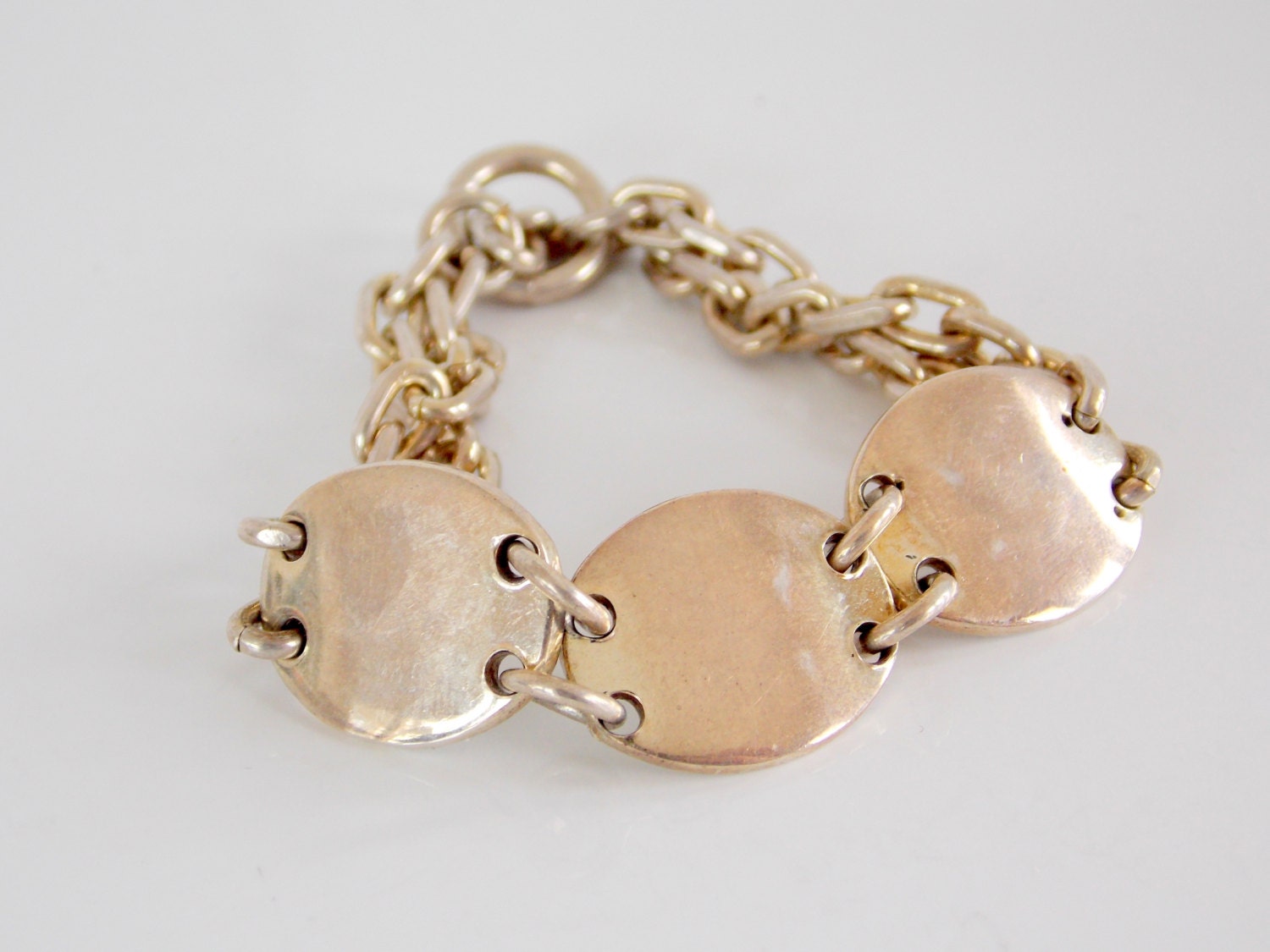 Vintage Mexican Silver Triple Panel ID Bracelet