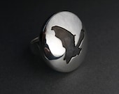 The Bat silhouette, a handcrafted sterling silver ring.