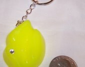 Hot Yellow GLOW in the DARK Lip and Key Chain with Swarvoski Crystals