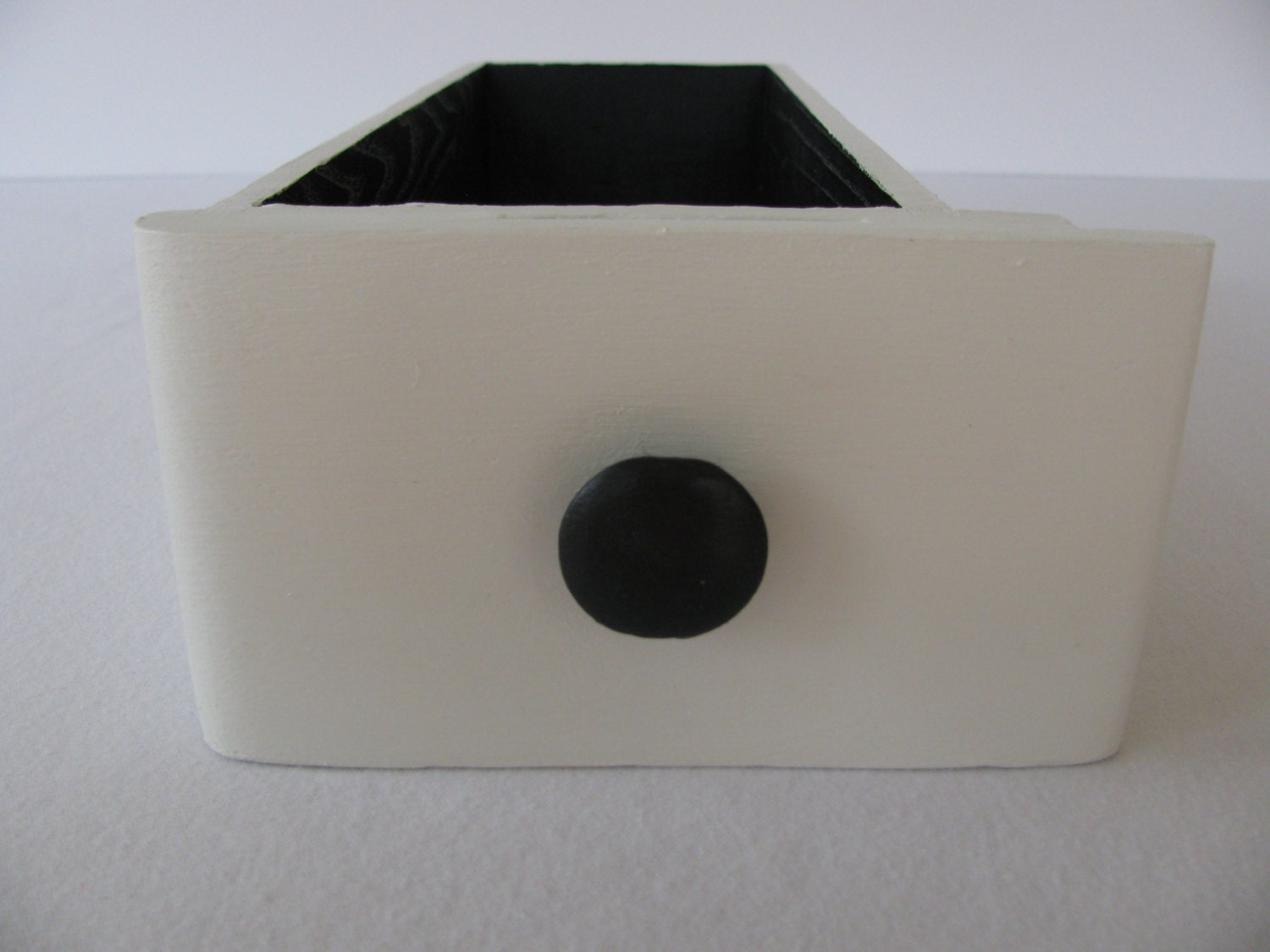 Sewing Machine Drawer Upcycled Black and White Black Knob