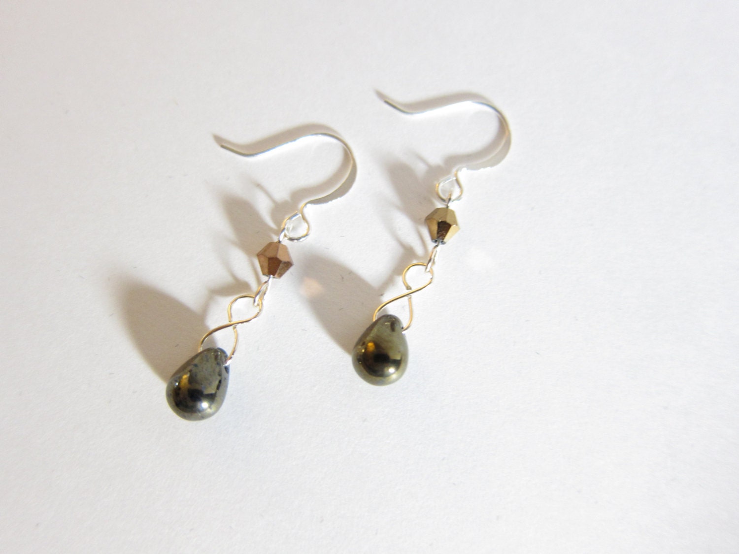 Swarovski Crystal Aurum 2X Bronze Teardrop Dangle Earrings