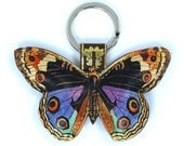 Leather keychain / bag charm - Butterfly
