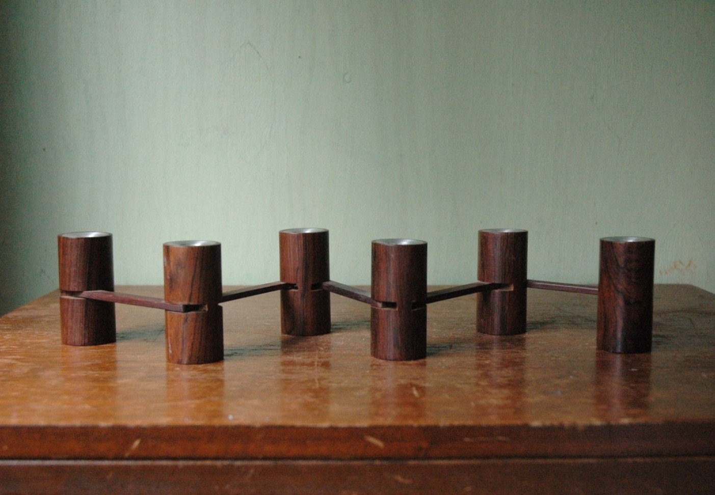 Danish Modern Teak Folding Candle Holder Designed By Laur Jensen - Mid Century Modern Articulating Candelabra